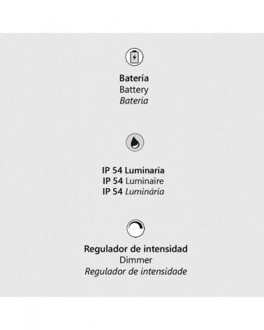 Lámpara de sobremesa y colgante IP54 LED 2W con batería recargable y regulador de intensidad color negro