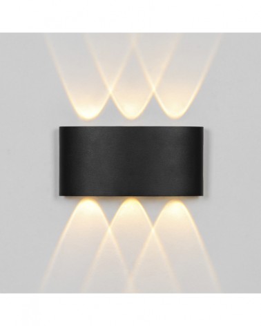 Aplique exterior IP54 luz arriba y abajo LED 6W 500LM 3000K 16,5cm negro