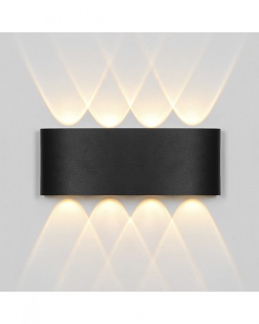 Aplique exterior IP54 luz arriba y abajo LED 8W 700LM 3000K 21,5cm negro