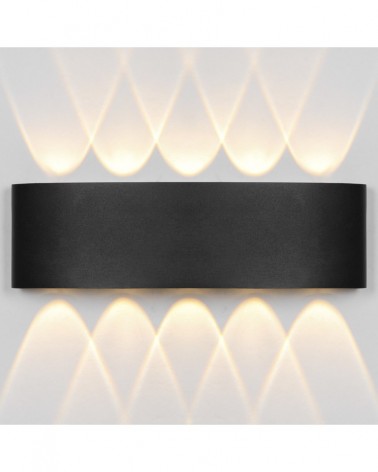 Aplique exterior IP54 luz arriba y abajo LED 10W 1200LM 3000K 27cm negro