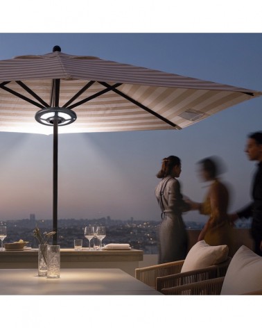 Aro de luz LED para sombrillas fácil instalación con pilas color negro 3W 150LM 6000K