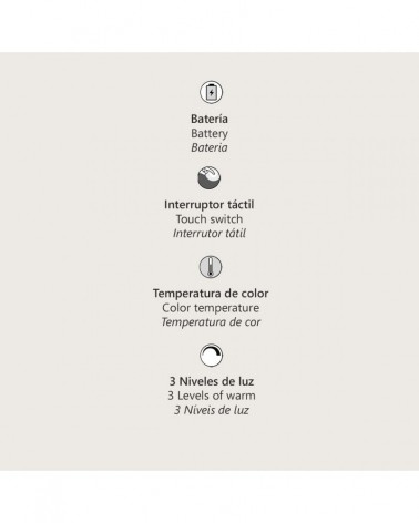 3W LED table lamp, sand finish, 3000K 4000K 6000K, 180Lm with rechargeable battery
