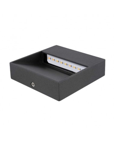 Aplique de pared exterior gris cuadrado LED 6W IP54 3000K 15cms