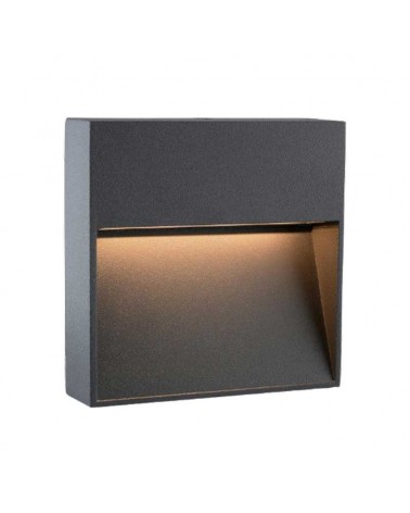 Square grey LED outdoor wall light 6W IP54 3000K 15cm