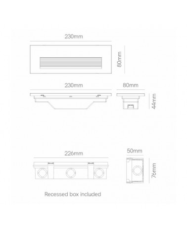 Bañador de pared de empotrable 5W LED 20cms blanco de  2700K / 3200K / 4000K