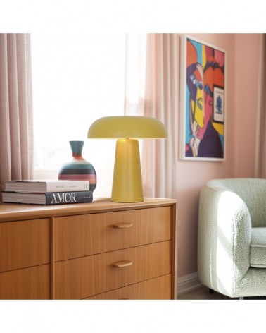 E27 2x60W table lamp, yellow metal finish, mid-century retro style