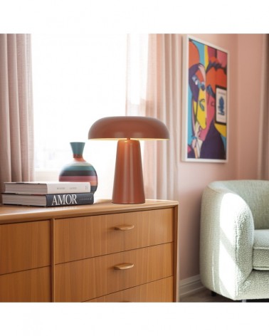 E27 2x60W table lamp, terracotta metal finish, mid-century retro style