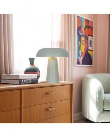 Lámpara de mesa E27 2x60W acabado metal verde estilo retro mid-century