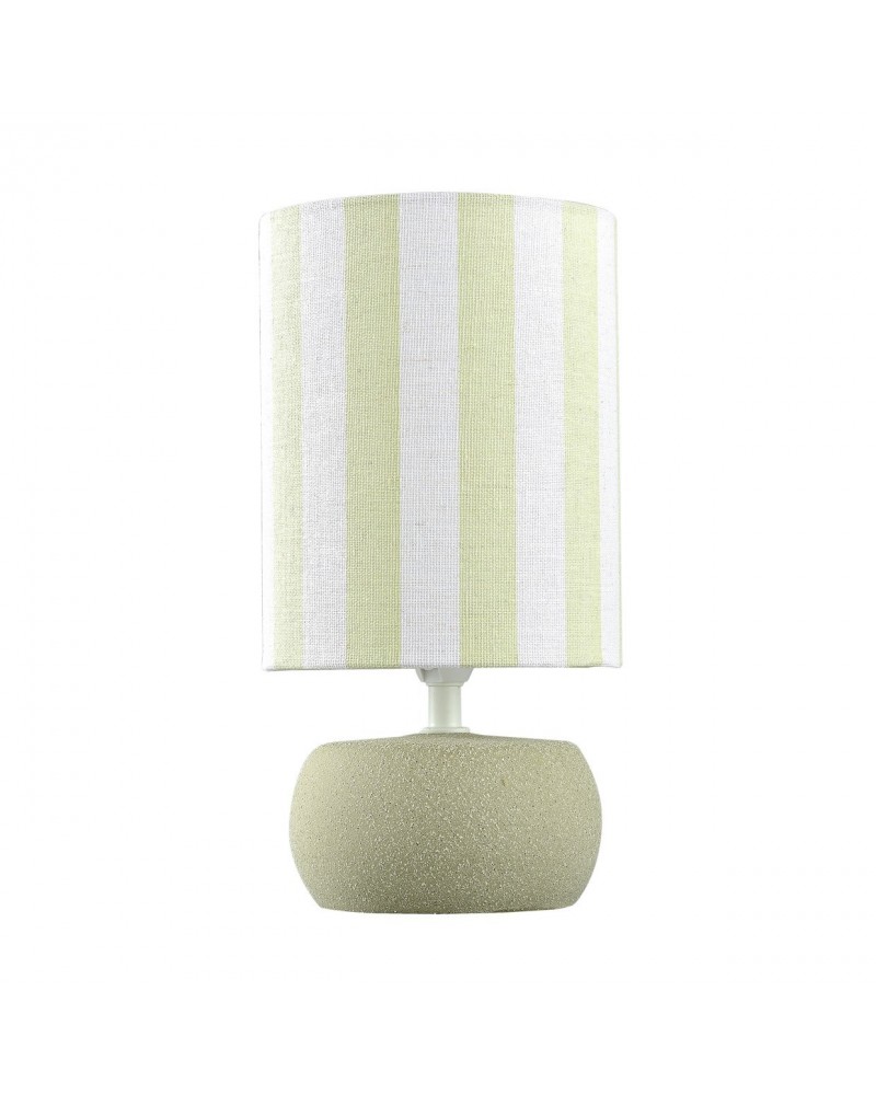 Lámpara de mesa E14 1x40W con pantalla rayas bicolores acabado cerámica verde