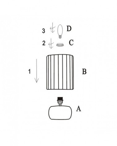 E14 1x40W table lamp with two-tone striped shade, sand ceramic finish