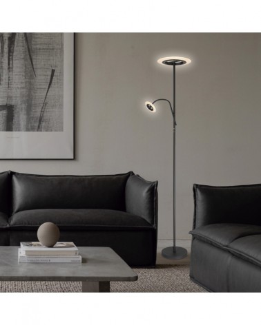 LED floor lamp 30+5W in black color 3000+500Lm and 4000K