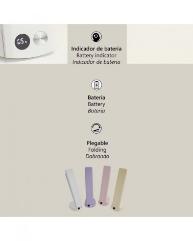 Foldable LED desk lamp 3W, white color 3000K-4000K-6500K with rechargeable battery