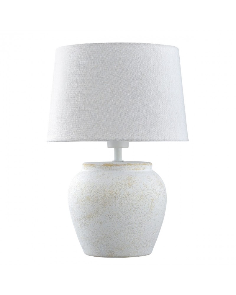 White ceramic table lamp with fabric shade E27 1x60W