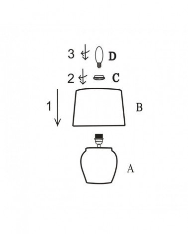 Lámpara sobremesa de cerámica blanca con pantalla de tela E27 1x60W