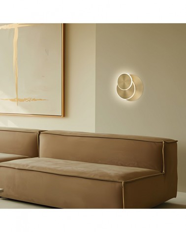 Lámpara de pared o techo con geometría personalizable de aros oscilantes LED 10W acabado latón 550Lm 3000K