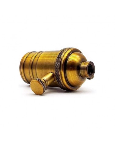 Vintage lamp holder with E27 4-150W dimmer aged brass finish