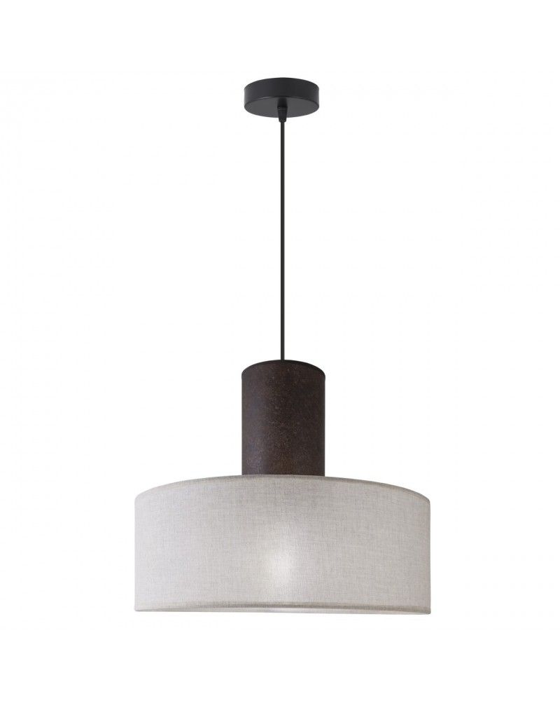 Elegant E27 1x60W ceiling lamp with double shade, rust brown and mink linen finish