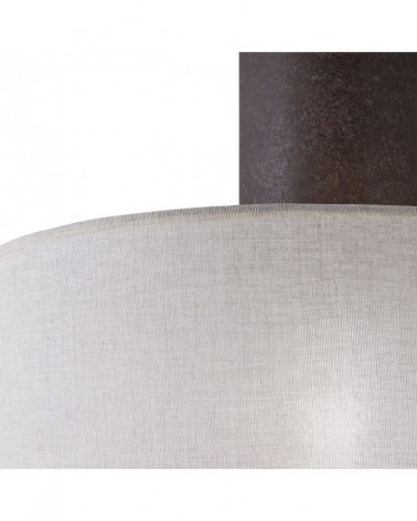 Elegant E27 1x60W ceiling lamp with double shade, rust brown and mink linen finish