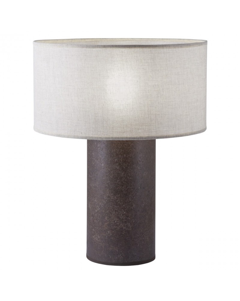 Elegant E27 1x60W table lamp with double shade, rust brown and mink linen finish