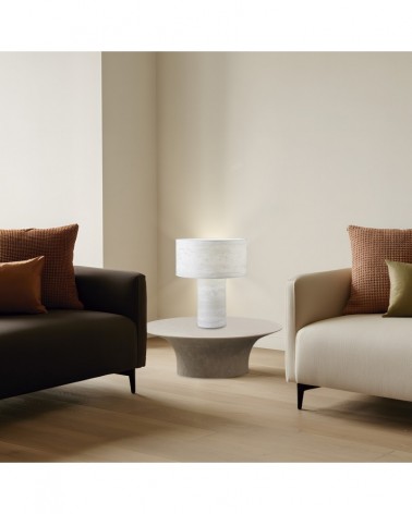 Elegant E27 1x60W table lamp with double shade, marble effect finish