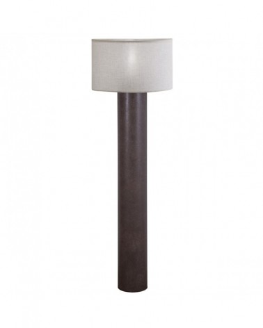 Elegant E27 1x60W floor lamp with double shade, rust brown and mink linen finish