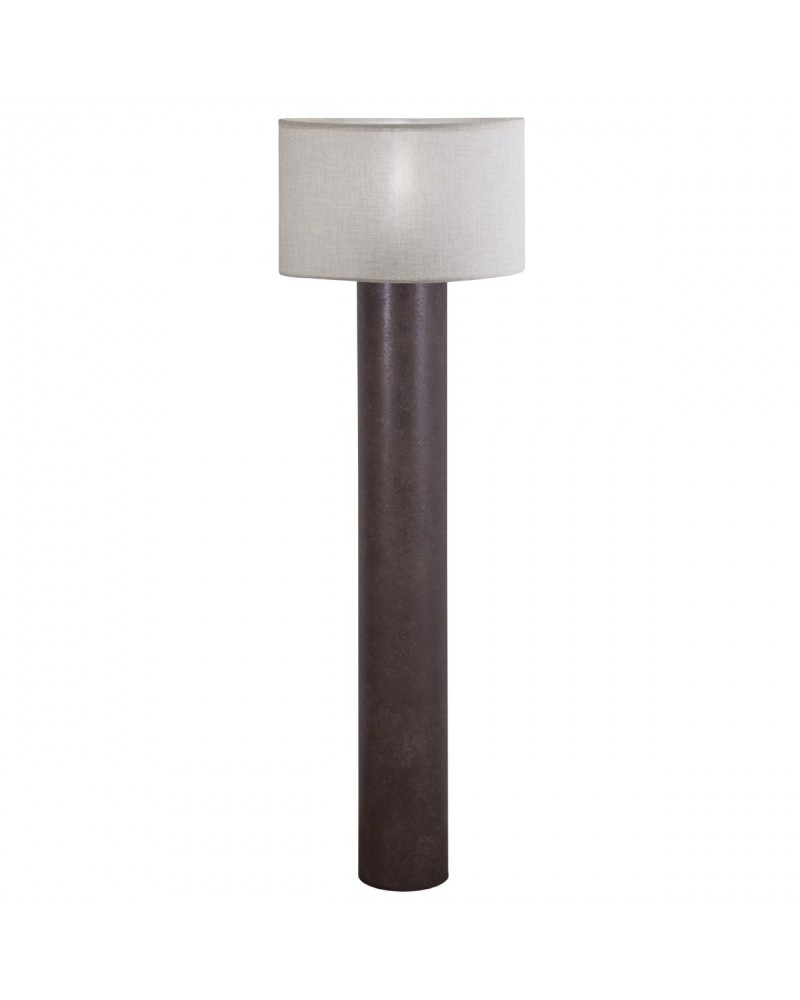 Elegant E27 1x60W floor lamp with double shade, rust brown and mink linen finish