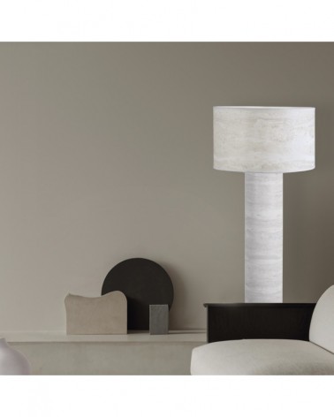 Lámpara de pie elegante E27 1x60W con doble pantalla acabado efecto mármol