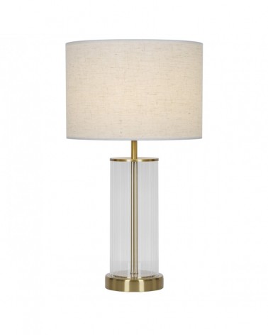 Lámpara de mesa de estilo mid-century modern 1x60W E27 combina metal, cristal y tela