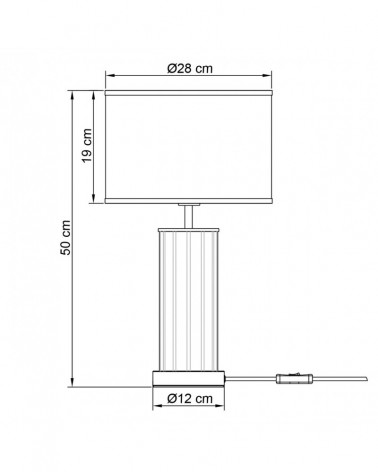 Mid-century modern style table lamp 1x60W E27 combines metal, glass and fabric