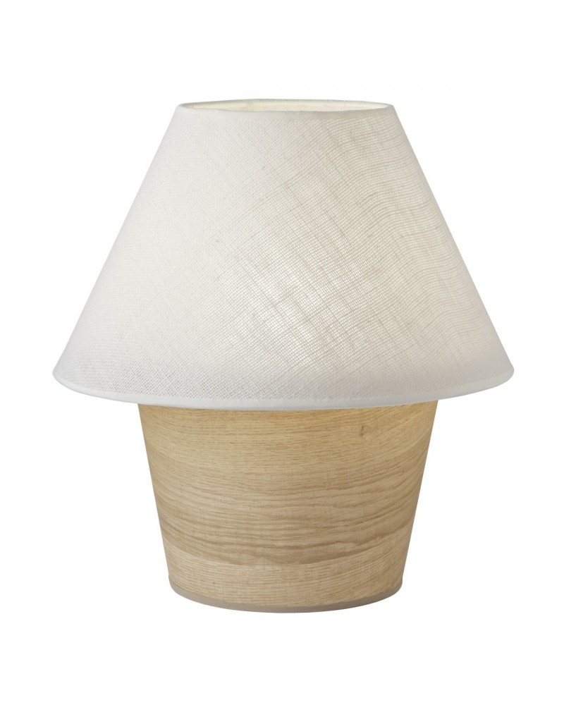 Designer table lamp E27 1x60W with double shade, beige and wood finish