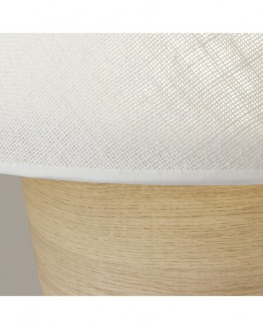 Designer table lamp E27 1x60W with double shade, beige and wood finish