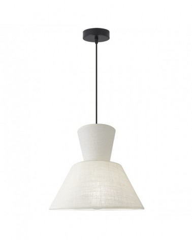 Lámpara colgante de diseño E27 1x60W con doble pantalla acabado tela beige