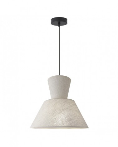 Designer pendant lamp E27 1x60W with double shade, grey fabric finish