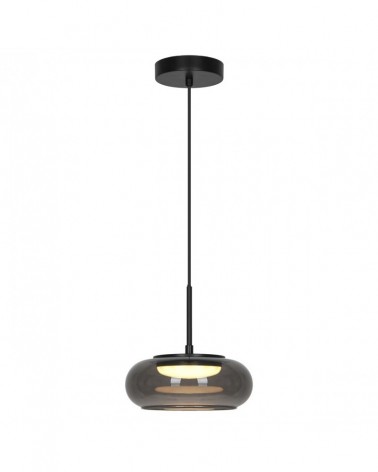Contemporary style LED ceiling light 9W 500Lm black metal and smoked 3000K shade