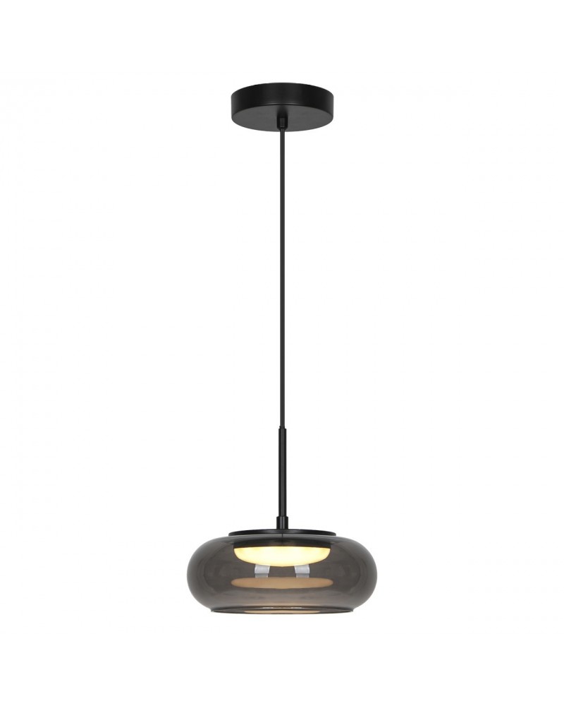 Contemporary style LED ceiling light 9W 500Lm black metal and smoked 3000K shade