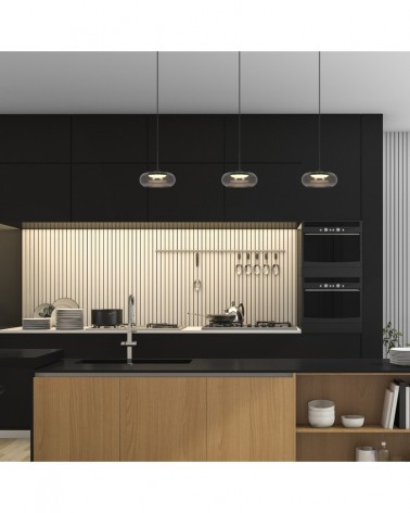 Contemporary style LED ceiling light 9W 500Lm black metal and smoked 3000K shade