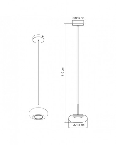 Lámpara de techo estilo contemporáneo LED 9W 500Lm metal negro y tulipa fumé 3000K