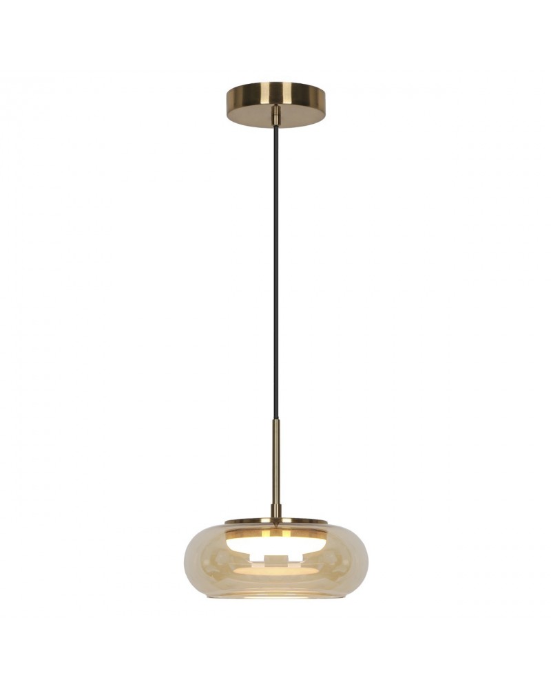 Lámpara de techo estilo contemporáneo LED 9W 500Lm metal dorado y tulipa ámbar 3000K