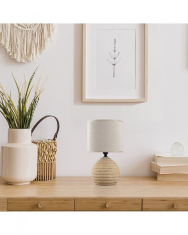 Lámpara de sobremesa cerámica con pantalla de tela 1x40W E14 acabado marrón