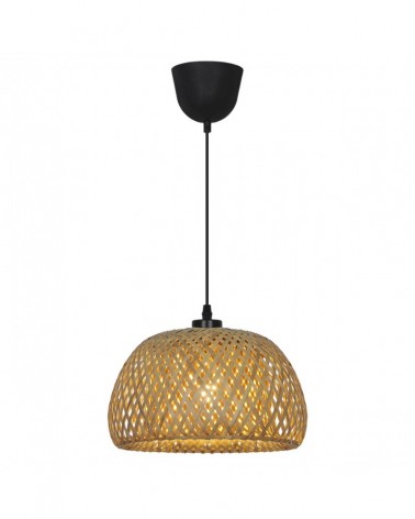 Rustic style wicker pendant lamp 1x60W E27 black cable detail