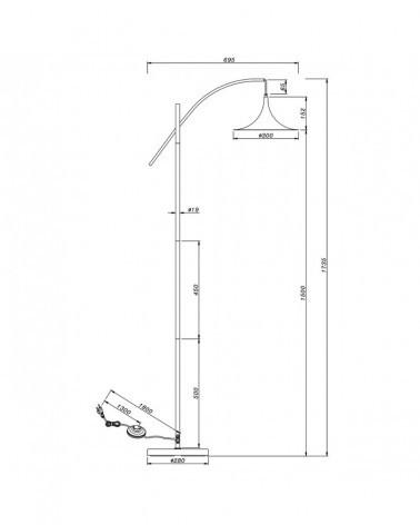 Mid-century modern style floor lamp E27 1x60W black finish
