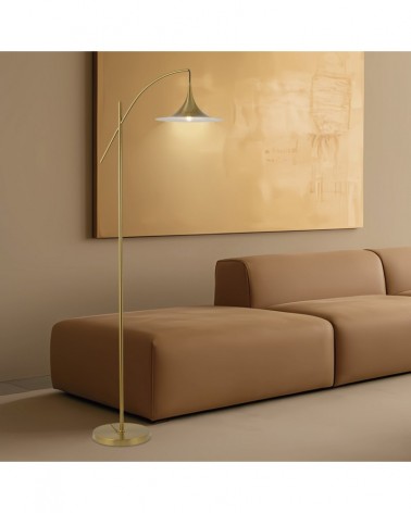 Lámpara de pie estilo mid-century modern E27 1x60W acabado latón