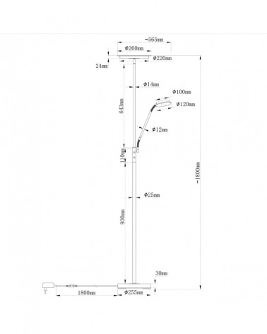 Double arm LED floor lamp 25+5W indirect light + reading spotlight, 4000K, wood and black finish