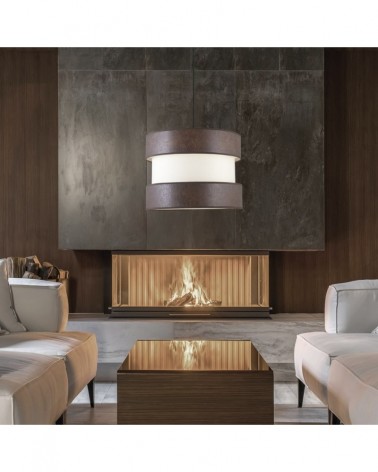 Double pendant lamp, 1x60W E27 shade, rustic-modern style, rust brown and beige finish