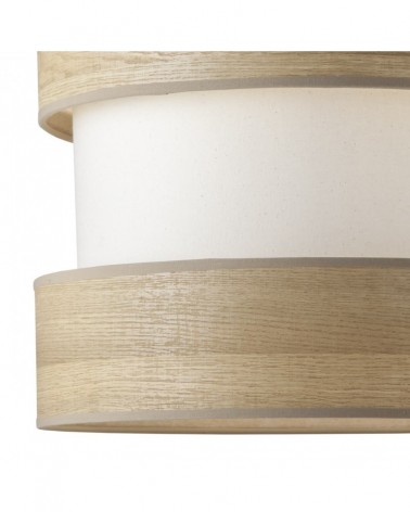 Double pendant lamp, 1x60W E27 shade, rustic-modern style, wood and beige finish