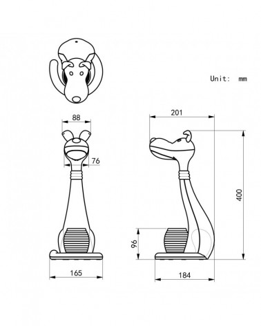 Children's table lamp, white dog, LED 6W, with CCT regulator and light intensity