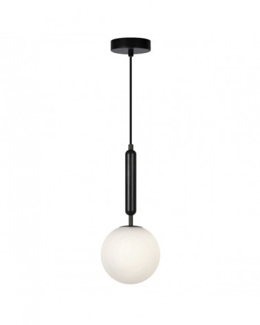 Lámpara colgante minimalista con esfera de cristal 1x30W G9 acabado negro