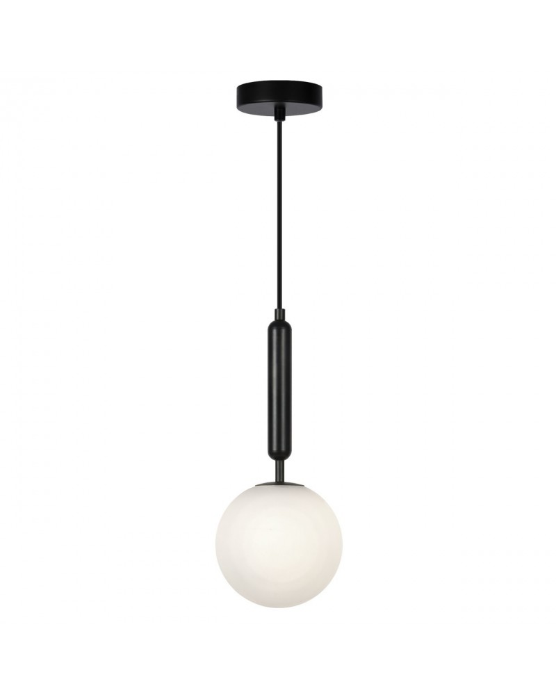 Minimalist pendant lamp with glass sphere 1x30W G9 black finish