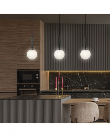 Lámpara colgante minimalista con esfera de cristal 1x30W G9 acabado negro