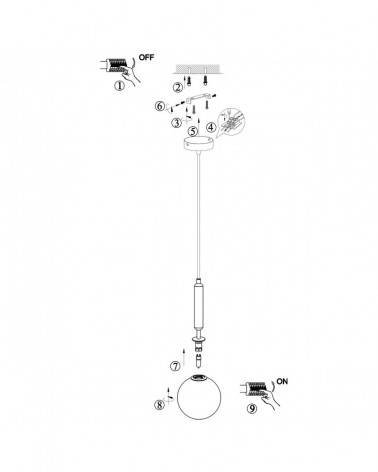 Lámpara colgante minimalista con esfera de cristal 1x30W G9 acabado negro